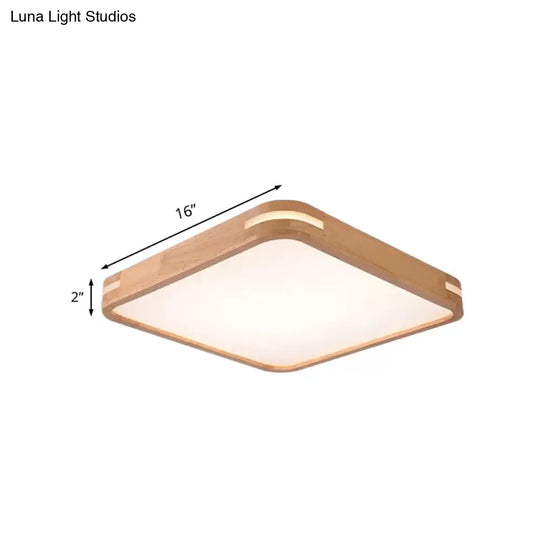 Modern Wood Beige Led Flush Mount Ceiling Light In White/Warm/Natural | Multiple Width Options