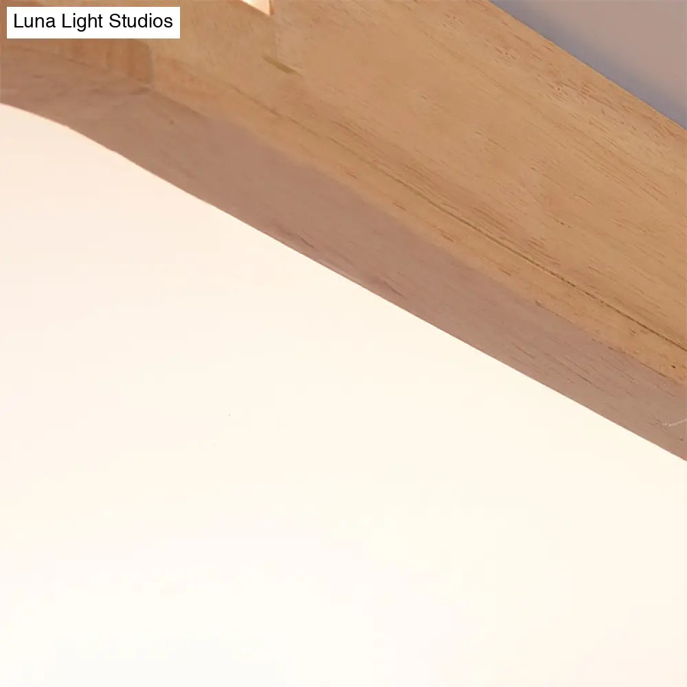 Modern Wood Beige Led Flush Mount Ceiling Light In White/Warm/Natural | Multiple Width Options