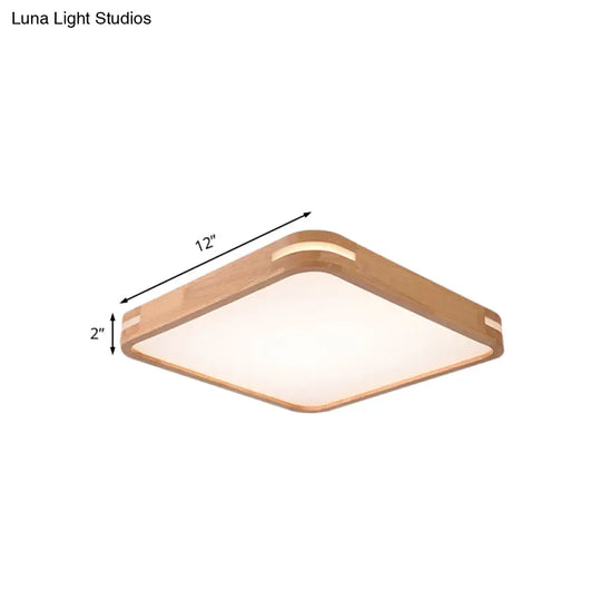 Modern Wood Beige Led Flush Mount Ceiling Light In White/Warm/Natural | Multiple Width Options