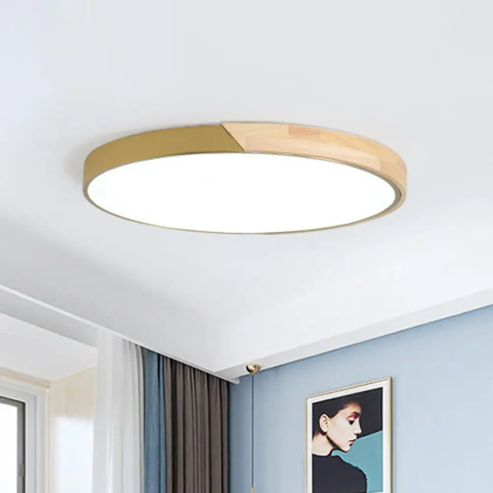 Modern Wood Circle Flushmount Led Ceiling Light In 3 Temperatures 11 - 19’ Diameter / 11’ Natural