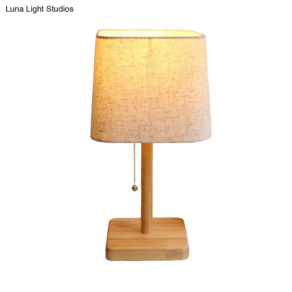 Modern Wood Desk Lamp With Fabric Shade - Ideal For Reading And Studying