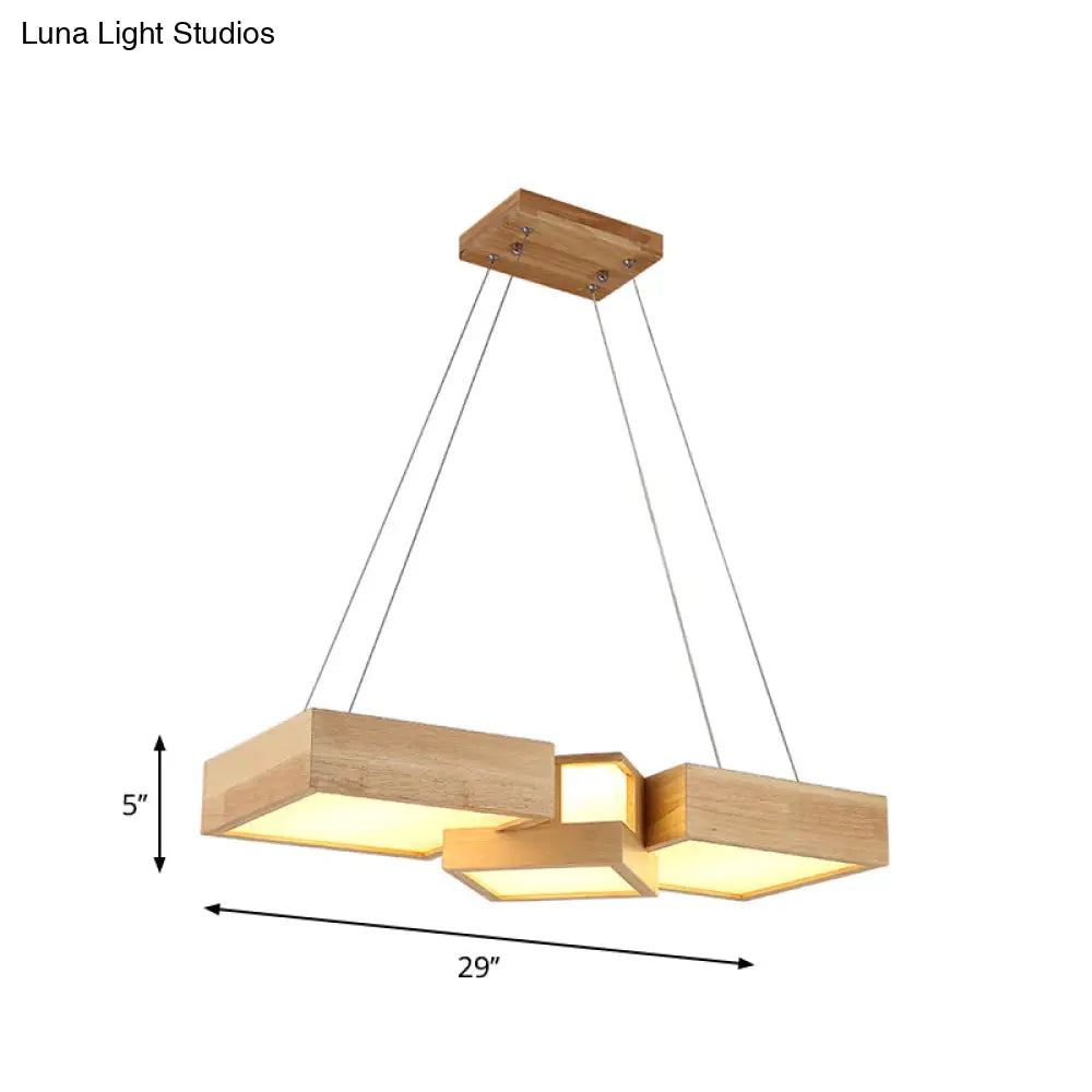 Modern Wood Dining Table Led Pendant Light With Symmetric Acrylic Shade - Warm/White 24.5’/29’ Width