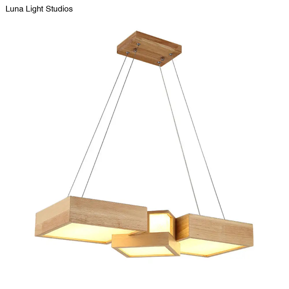 Modern Wood Dining Table Pendant Light With Symmetric Acrylic Shade - Led Hanging Fixture In 24.5/29