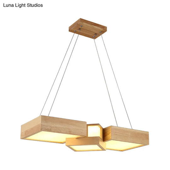 Modern Wood Dining Table Pendant Light With Symmetric Acrylic Shade - Led Hanging Fixture In 24.5/29