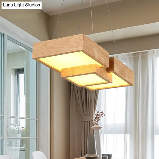 Modern Wood Dining Table Led Pendant Light With Symmetric Acrylic Shade - Warm/White 24.5’/29’ Width