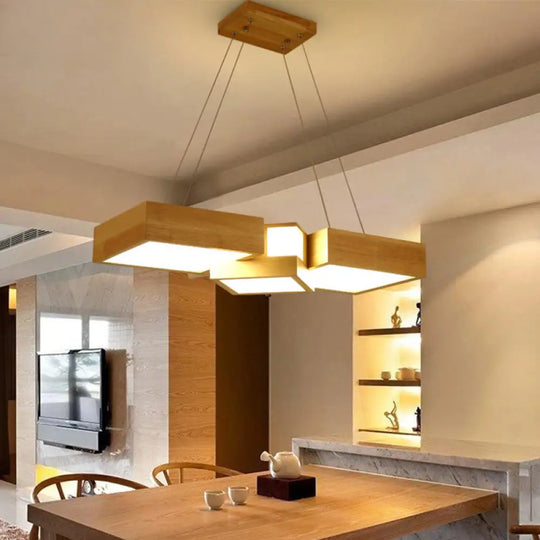 Modern Wood Dining Table Led Pendant Light With Symmetric Acrylic Shade - Warm/White 24.5’/29’