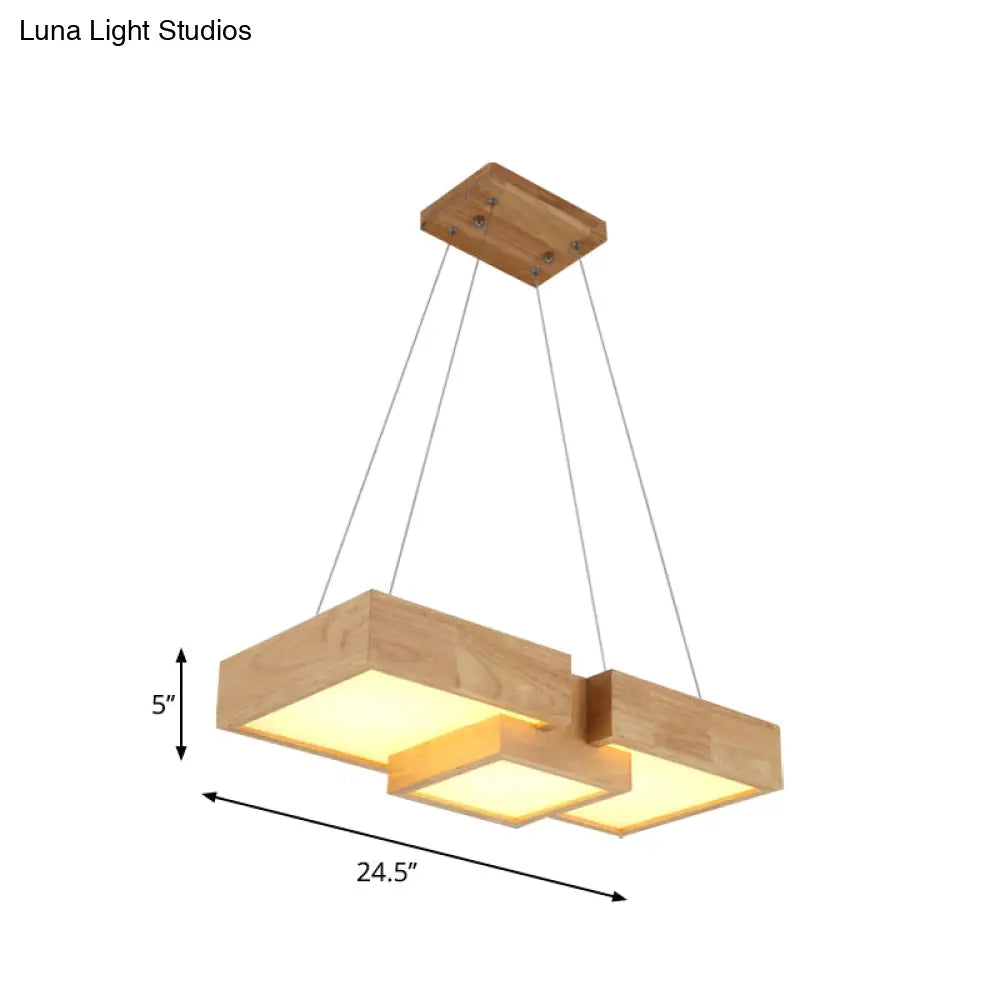 Modern Wood Dining Table Led Pendant Light With Symmetric Acrylic Shade - Warm/White 24.5’/29’ Width