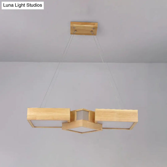 Modern Wood Dining Table Pendant Light With Symmetric Acrylic Shade - Led Hanging Fixture In 24.5/29