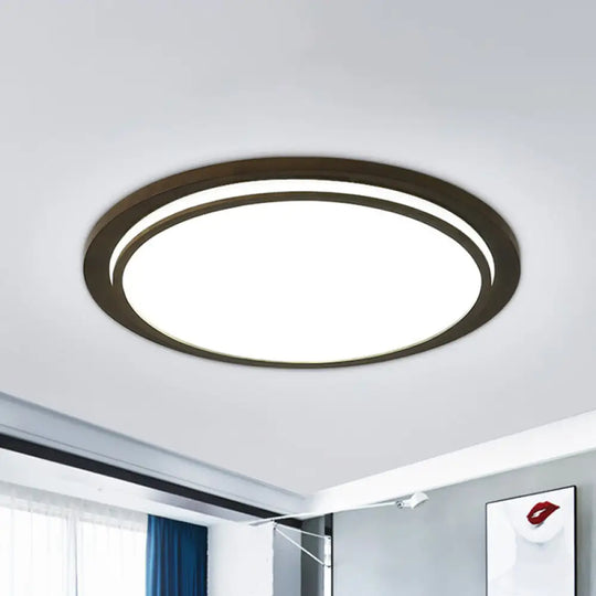 Modern Wood Drum Led Flush Light Fixture – Brown Ceiling Mounted Lamp In Warm/White/Natural