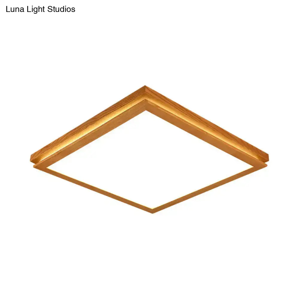 Modern Wood Flush Mount Led Ceiling Light For Living Room With Acrylic Shade –