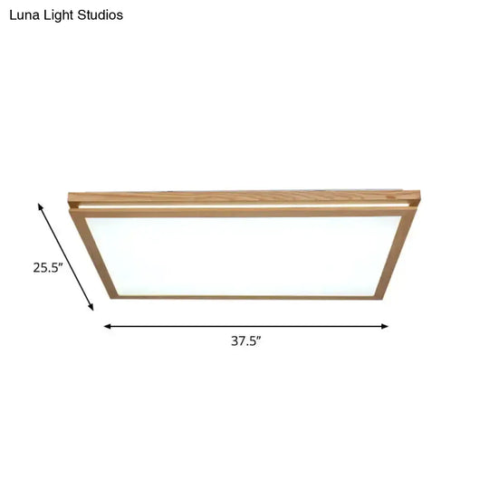 Modern Wood Flush Mount Led Ceiling Light For Living Room With Acrylic Shade –