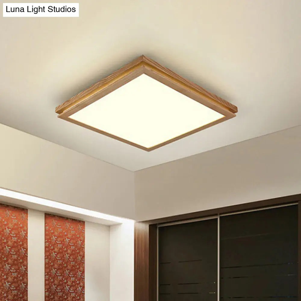 Modern Wood Flush Mount Led Ceiling Light For Living Room With Acrylic Shade –