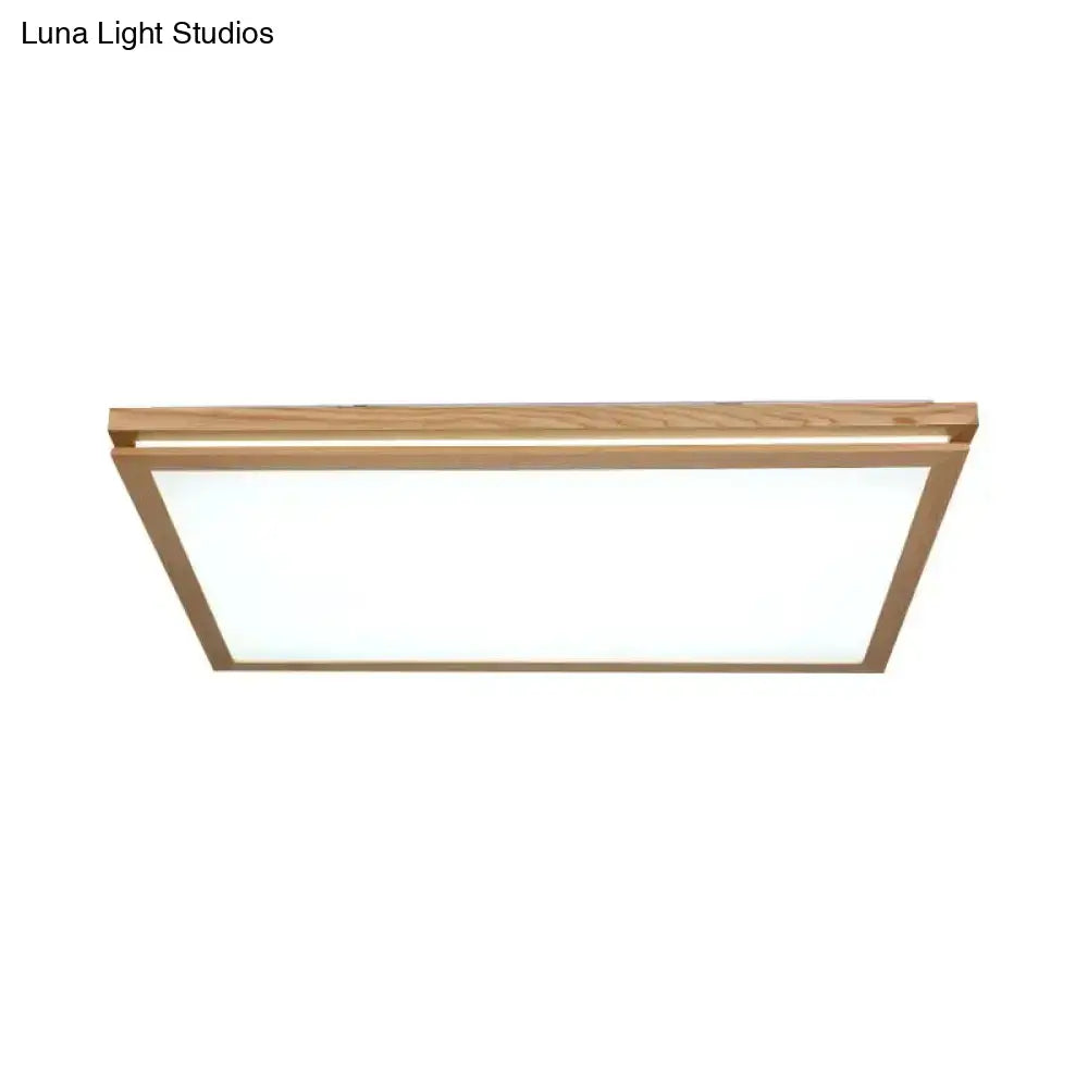 Modern Wood Flush Mount Led Ceiling Light For Living Room With Acrylic Shade –