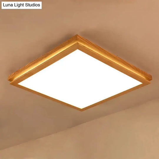 Modern Wood Flush Mount Led Ceiling Light For Living Room With Acrylic Shade –