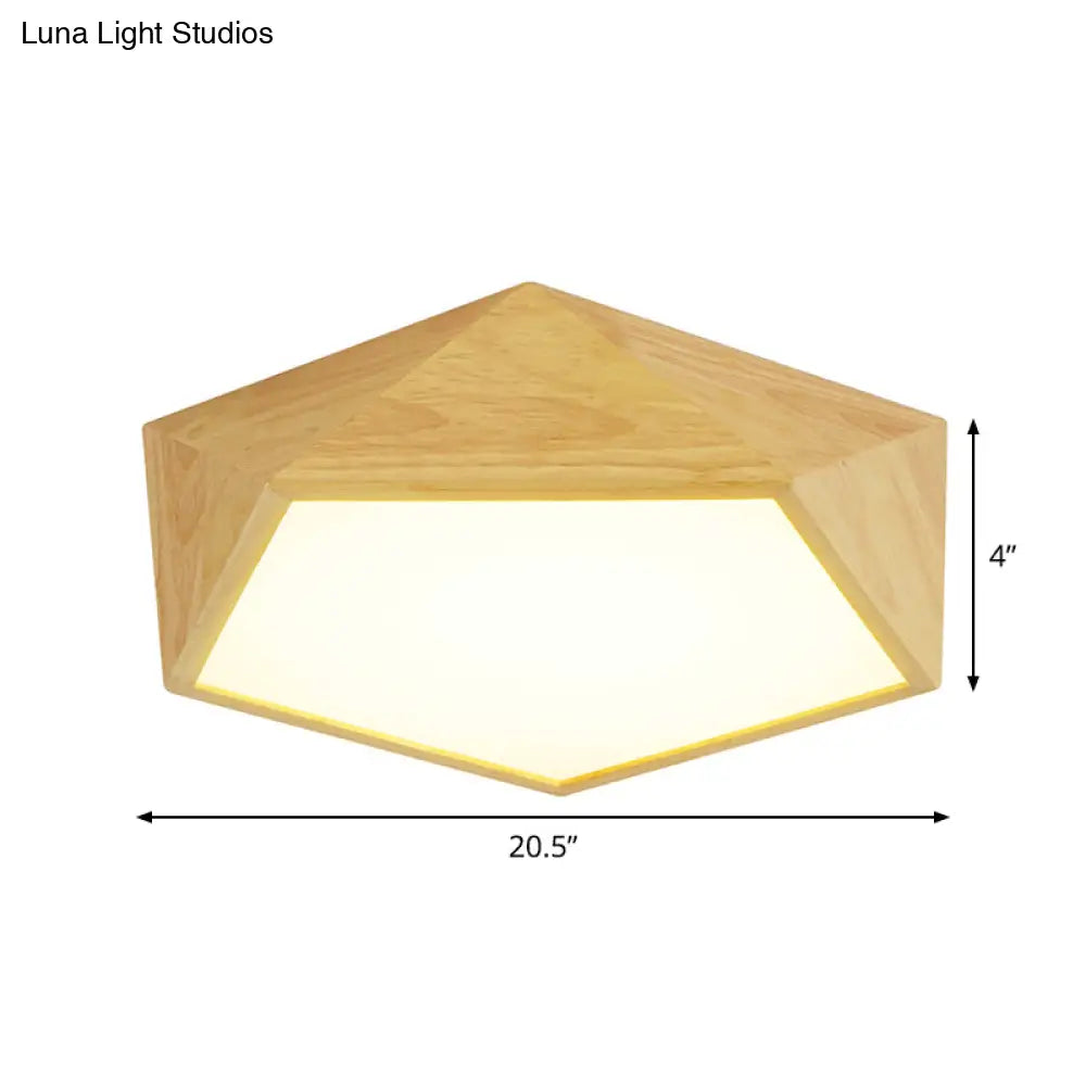 Modern Wood Frame Led Ceiling Light - Beige Warm/White 16.5’/20.5’/24.5’ Wide