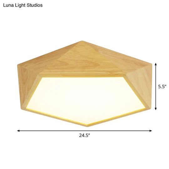 Modern Wood Frame Led Ceiling Light - Beige Warm/White 16.5/20.5/24.5 Wide