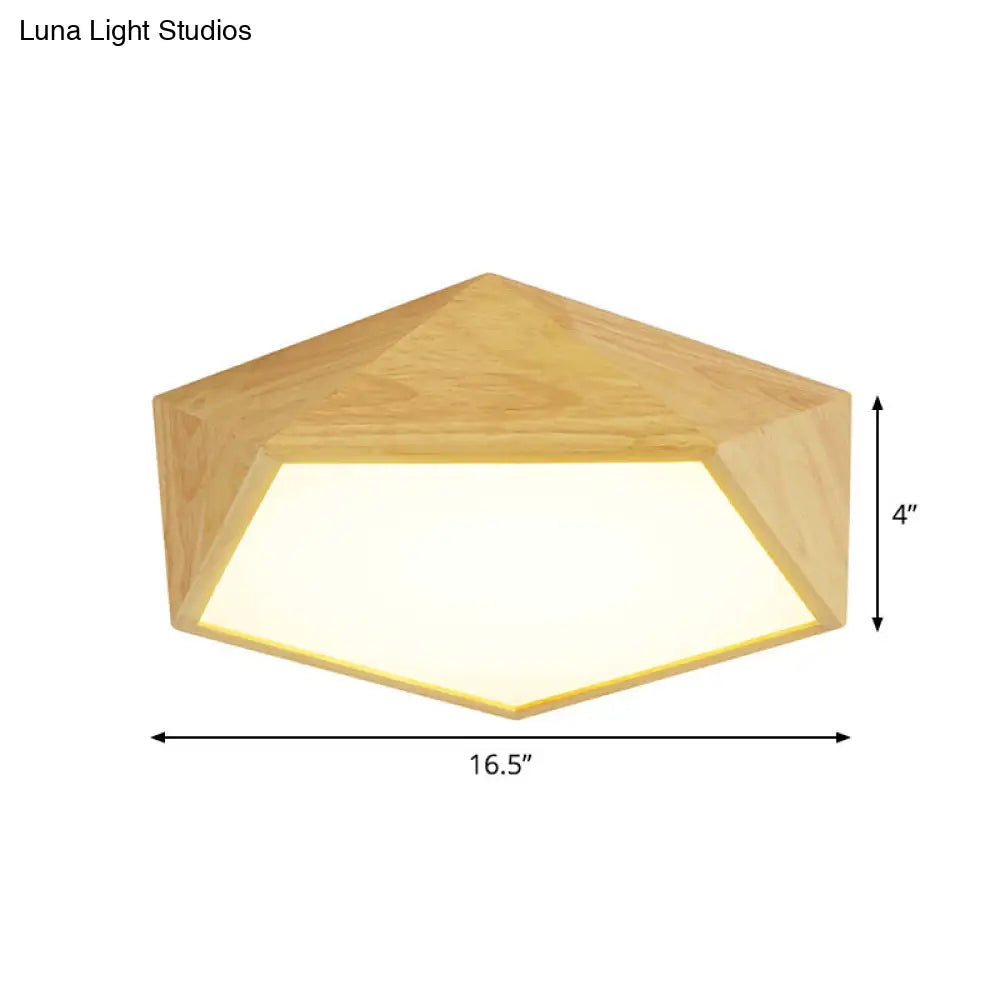 Modern Wood Frame Led Ceiling Light - Beige Warm/White 16.5’/20.5’/24.5’ Wide