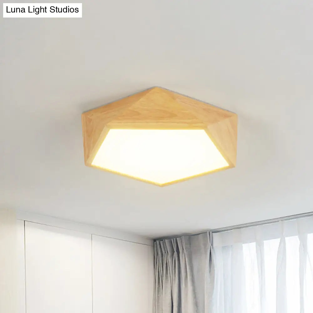 Modern Wood Frame Led Ceiling Light - Beige Warm/White 16.5/20.5/24.5 Wide / 16.5 Warm