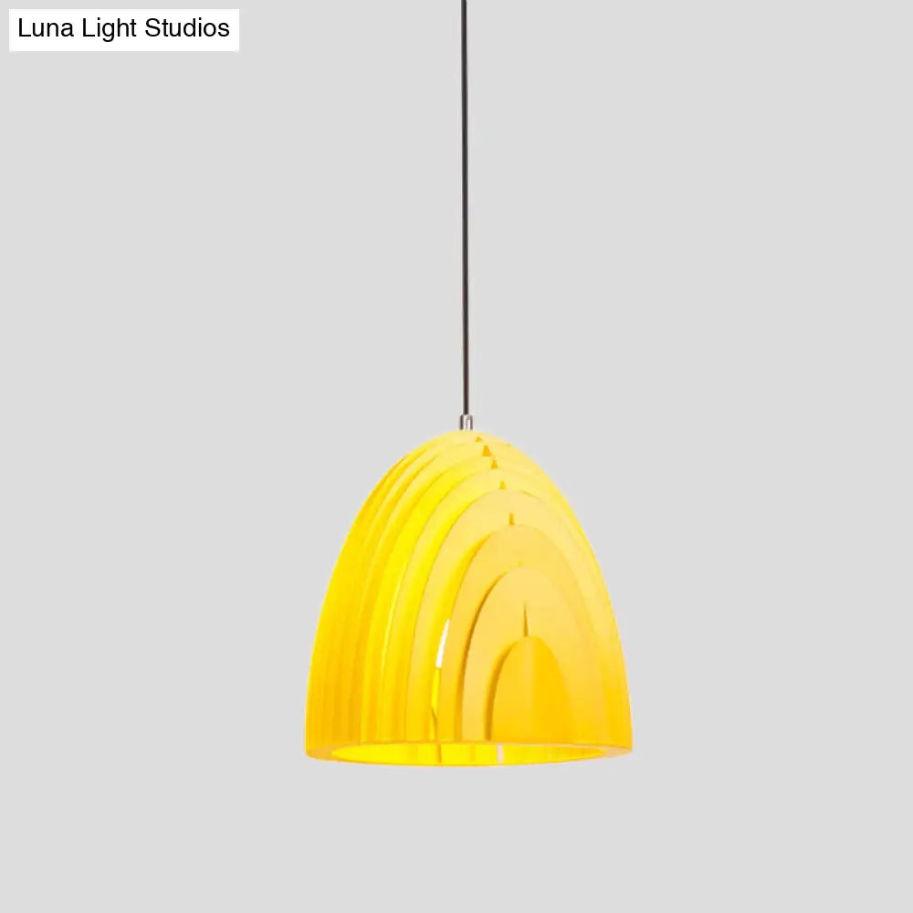 Wood Grain Dome Pendant Light With Color Options