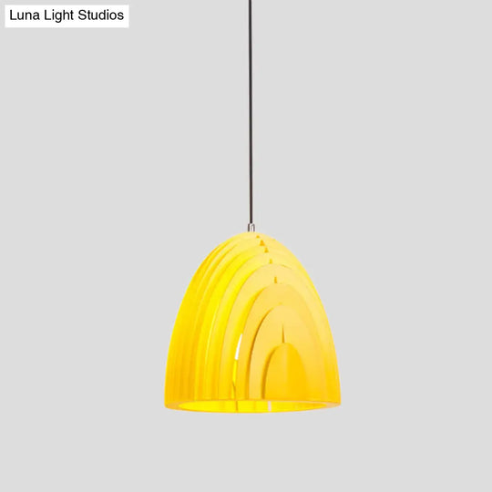 Wood Grain Dome Pendant Light With Color Options