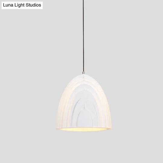 Modern Wood Grain Dome Pendant Light: Single White/Yellow/Blue Lamp Kit