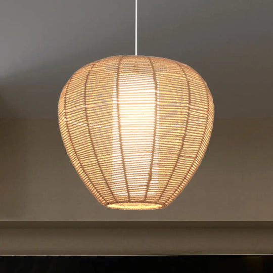 Modern Wood Hanging Pendant Lamp - Rope Drum/Teardrop Design For Living Room / B