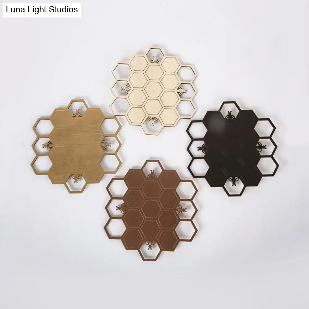 Modern Wood Honeycomb Led Wall Sconce - Warm Light For Balcony Child Bedroom & More