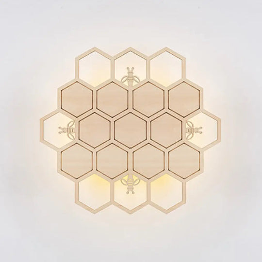 Modern Wood Honeycomb Led Wall Sconce - Warm Light For Balcony Child Bedroom & More