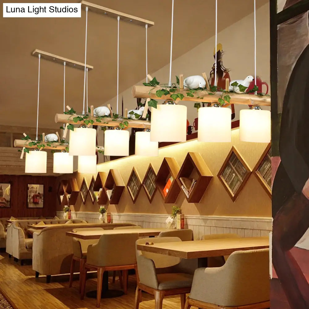 Modern Wood Linear Island Lighting For Restaurants - Natural Light