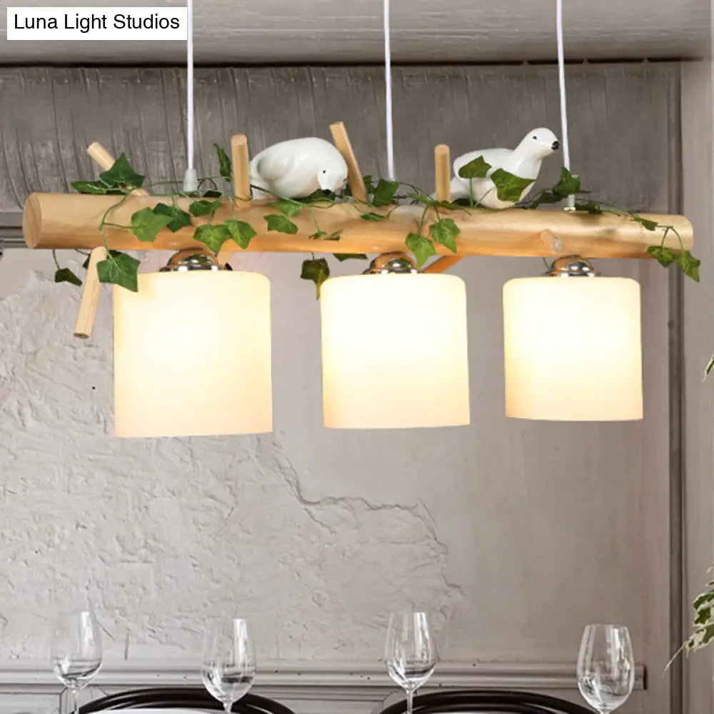 Modern Wood Linear Island Lighting For Restaurants - Natural Light