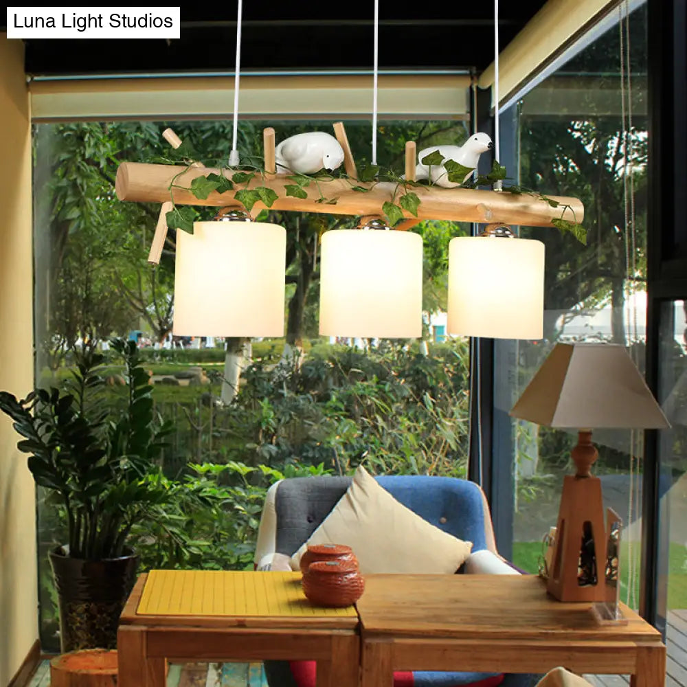 Modern Wood Linear Island Lighting For Restaurants - Natural Light