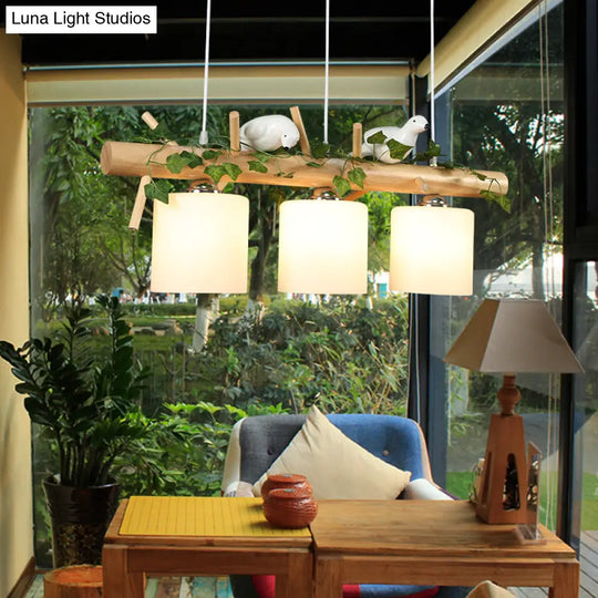 Modern Wood Linear Island Lighting For Restaurants - Natural Light