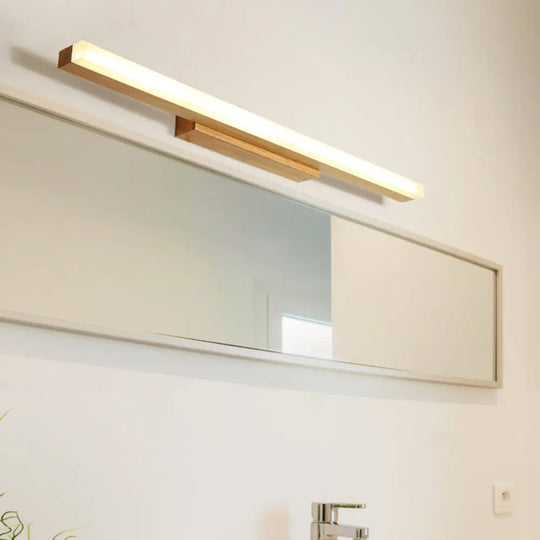 Modern Wood Linear Vanity Led Light In 3 Sizes With White Or Warm Option / 16