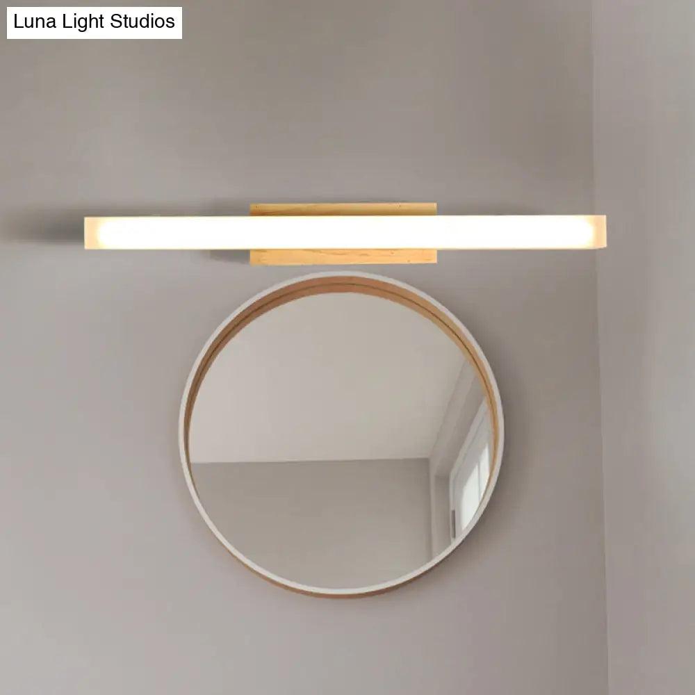 Modern Wood Linear Vanity Led Light In 3 Sizes With White Or Warm Option