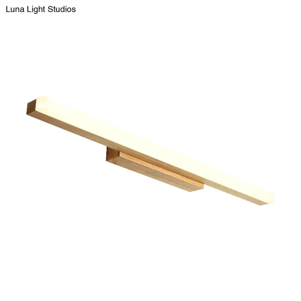 Modern Wood Linear Vanity Led Light In 3 Sizes With White Or Warm Option