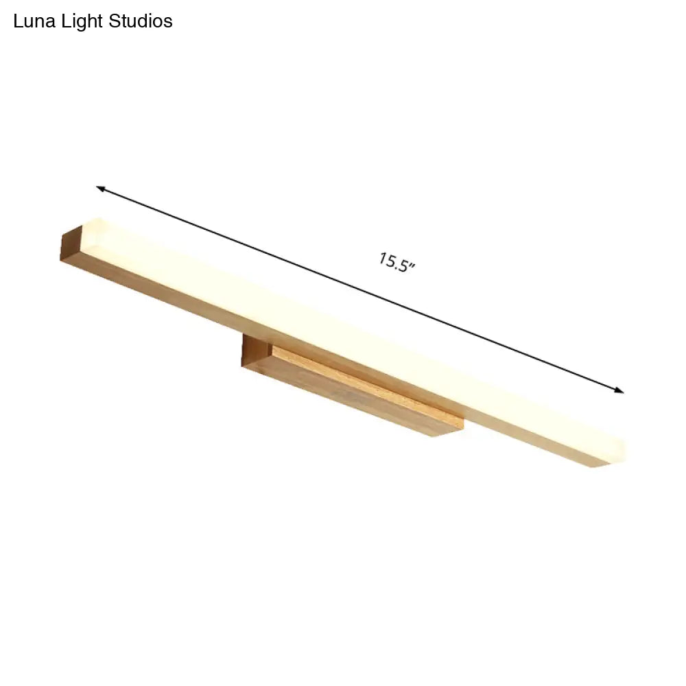 Modern Wood Linear Vanity Led Light In 3 Sizes With White Or Warm Option