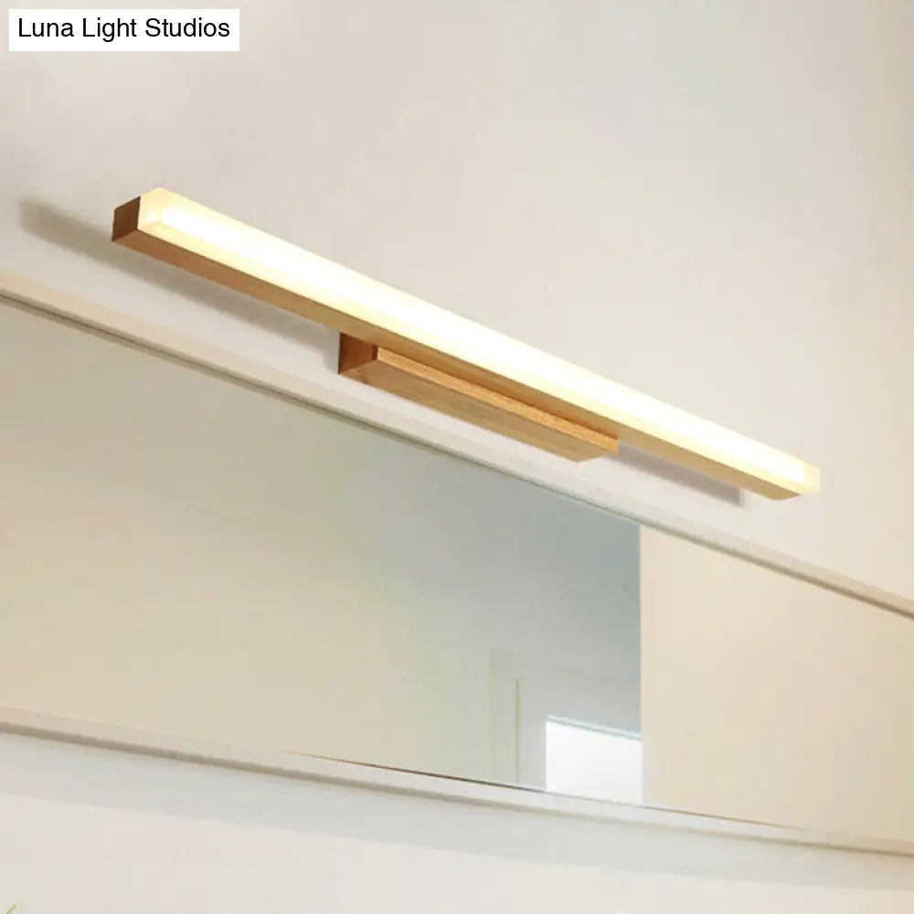 Modern Wood Linear Vanity Led Light In 3 Sizes With White Or Warm Option