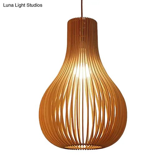 Modern Wood Pendant Light - Adjustable Teardrop Shape Ceiling Fixture