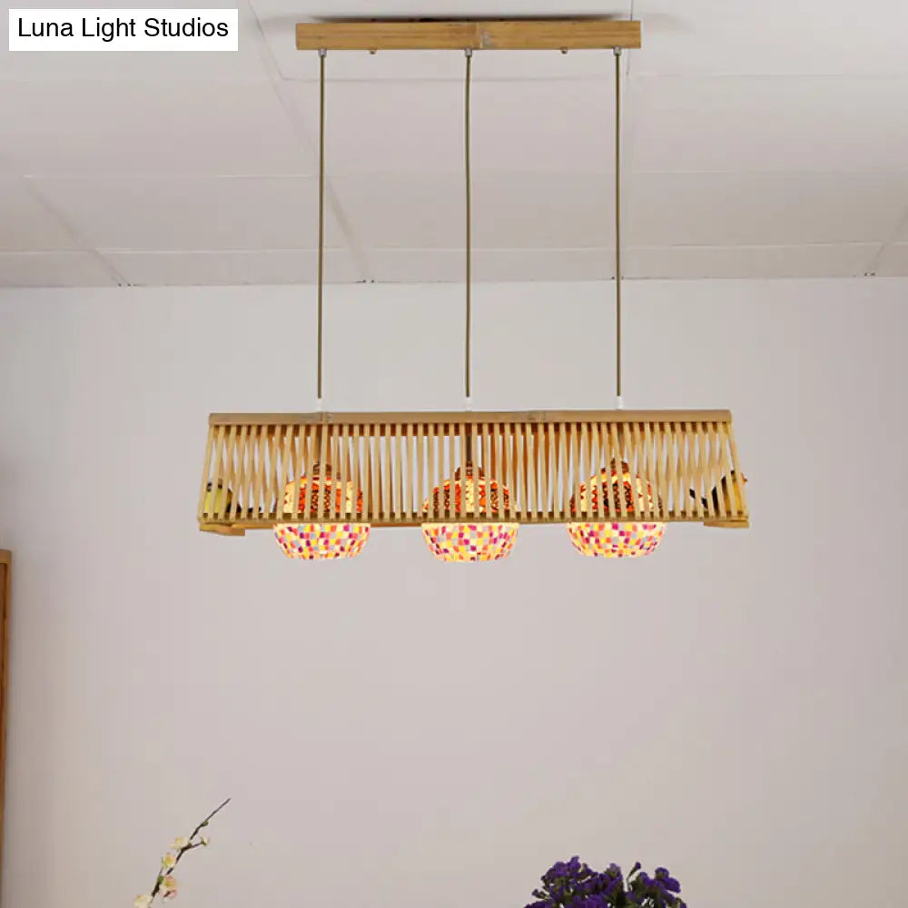 Modern Wood Pendant Light In Roof Shape Beige Hanging Fixture 16/19.5 Width