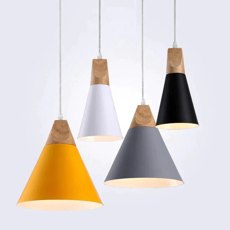 Modern Wood Pendant Lights LED Hanglamp Colorful Pendant Lamps For Restaurant/Bar Lighting Luminaire Home Decoration Lamparas