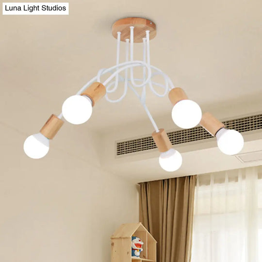 Modern Wood Semi Flush Mount Ceiling Light With Twisted Design For Bedroom 5 /