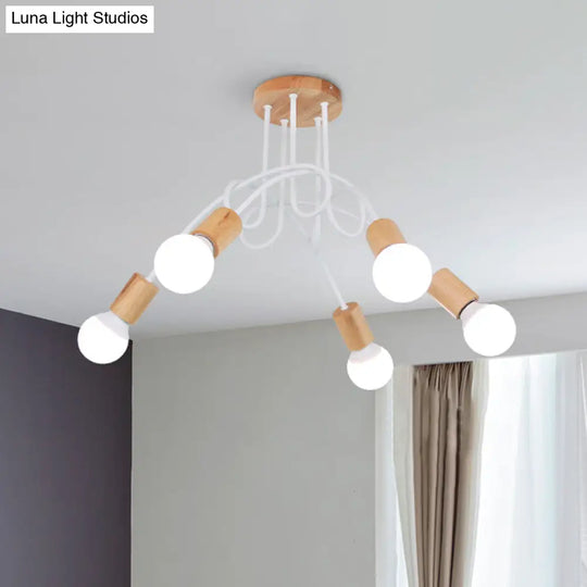 Modern Wood Semi Flush Mount Ceiling Light With Twisted Design For Bedroom