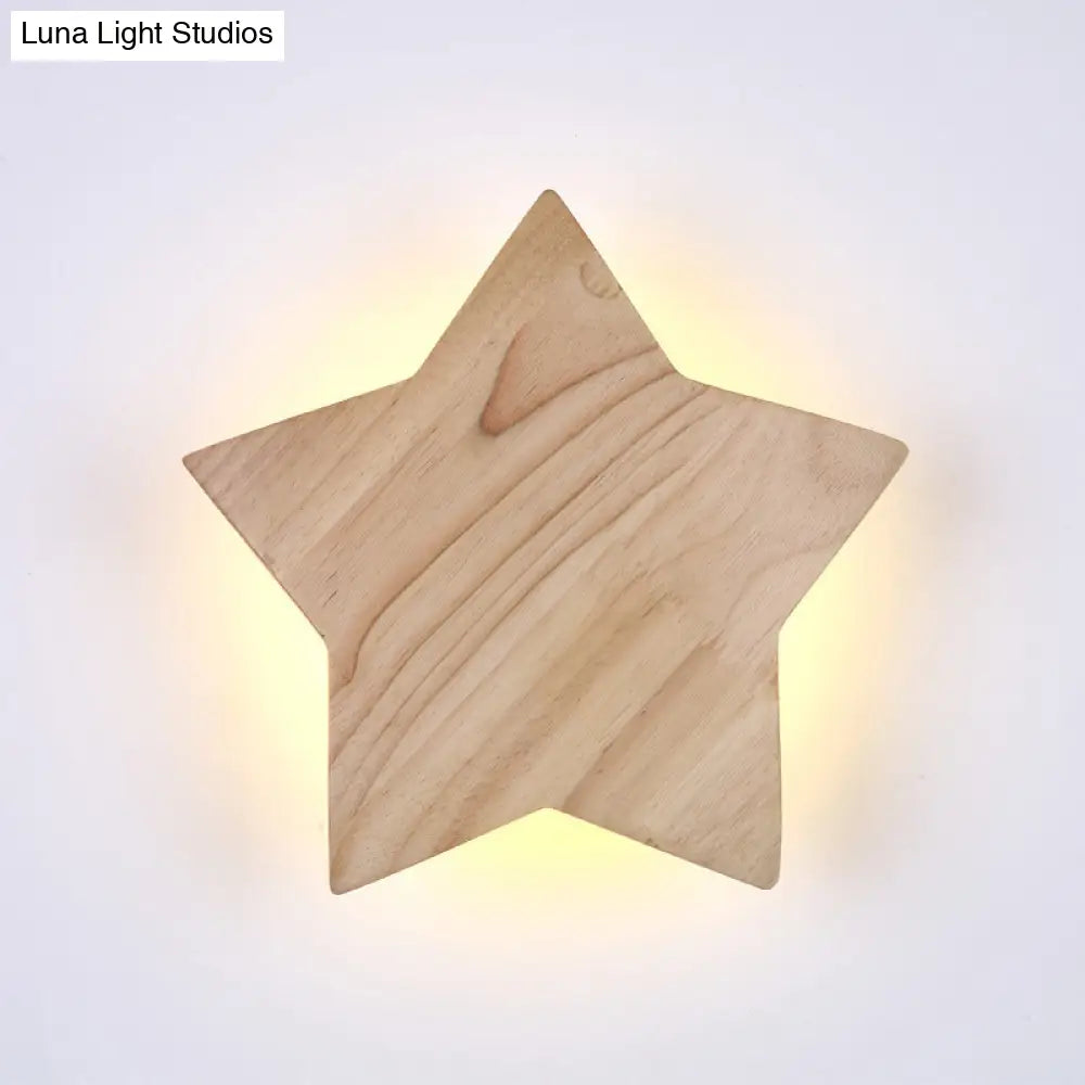 Modern Wood Star Led Wall Sconce - Stylish Contemporary Living Room Lighting