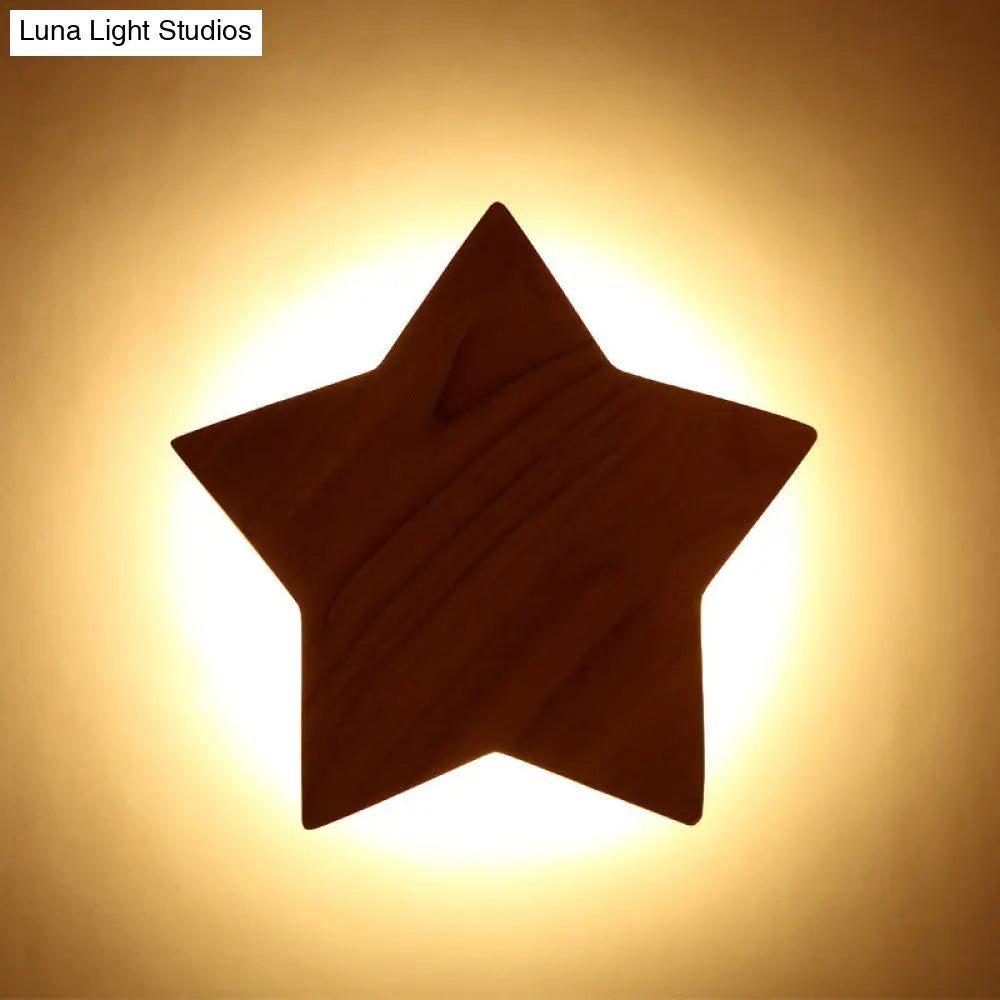 Modern Wood Star Led Wall Sconce - Stylish Contemporary Living Room Lighting