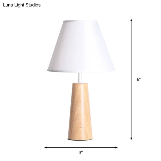 Modern Wood Table Lamp With Fabric Shade - Bedroom Night Light