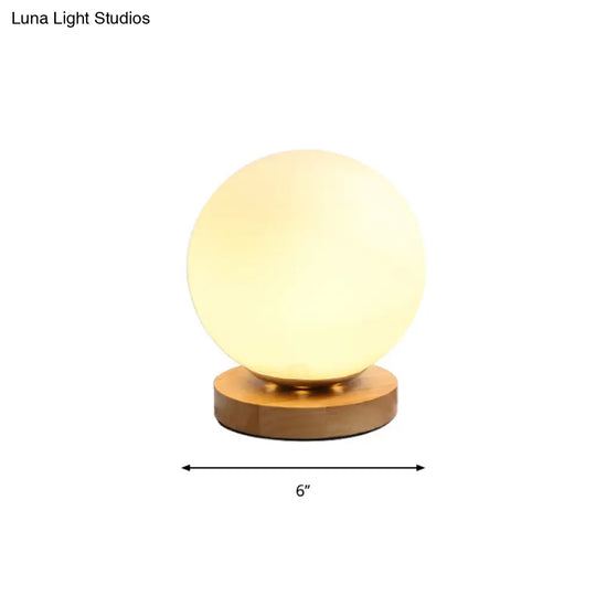 Modern Wood White Glass Book Light With Single Bulb - Globe/Cylinder/Square Shade Task Lighting