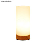 Modern Wood White Glass Book Light With Single Bulb - Globe/Cylinder/Square Shade Task Lighting
