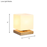 Modern Wood White Glass Book Light With Single Bulb - Globe/Cylinder/Square Shade Task Lighting