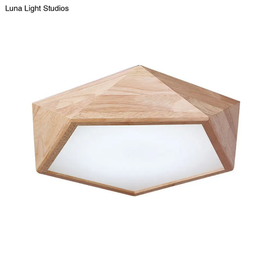 Modern Wooden Geometric Led Flush Mount Ceiling Lamp 15/19 Wide