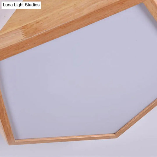 Modern Wooden Geometric Led Flush Mount Ceiling Lamp 15/19 Wide